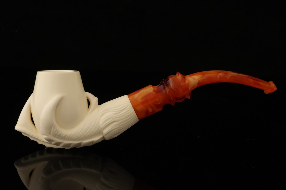 Eagle's Claw Block Meerschaum Pipe with custom case 14543