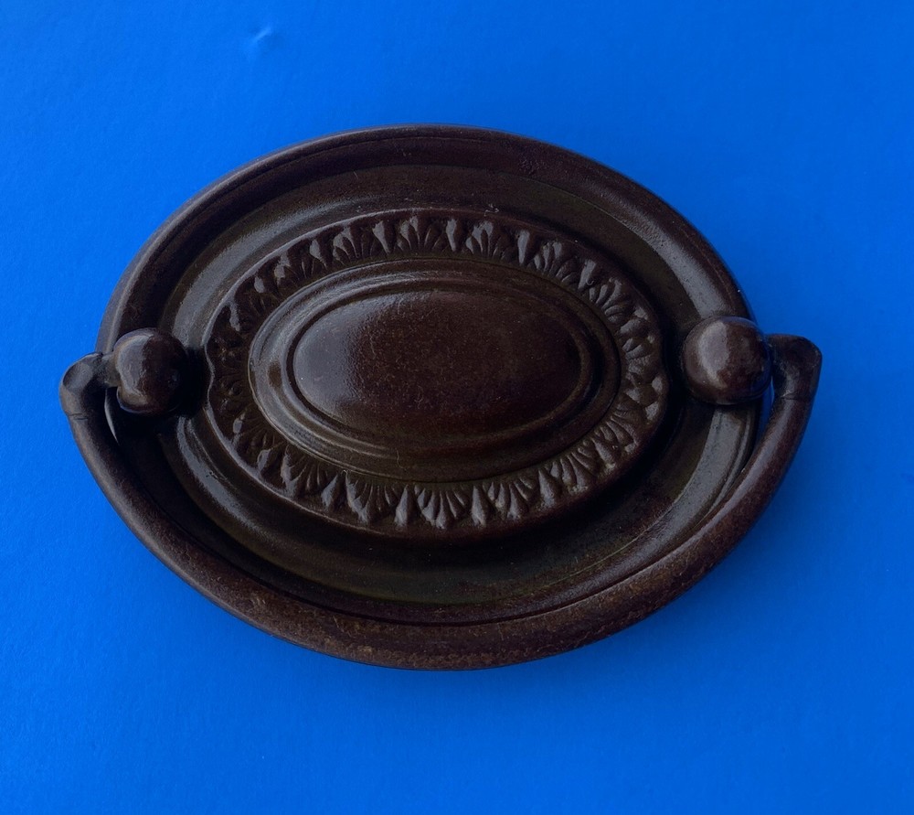 Bronze Brass Chippendale Hepplewhite Oval Antique Drawer Pull 2 1/2”center