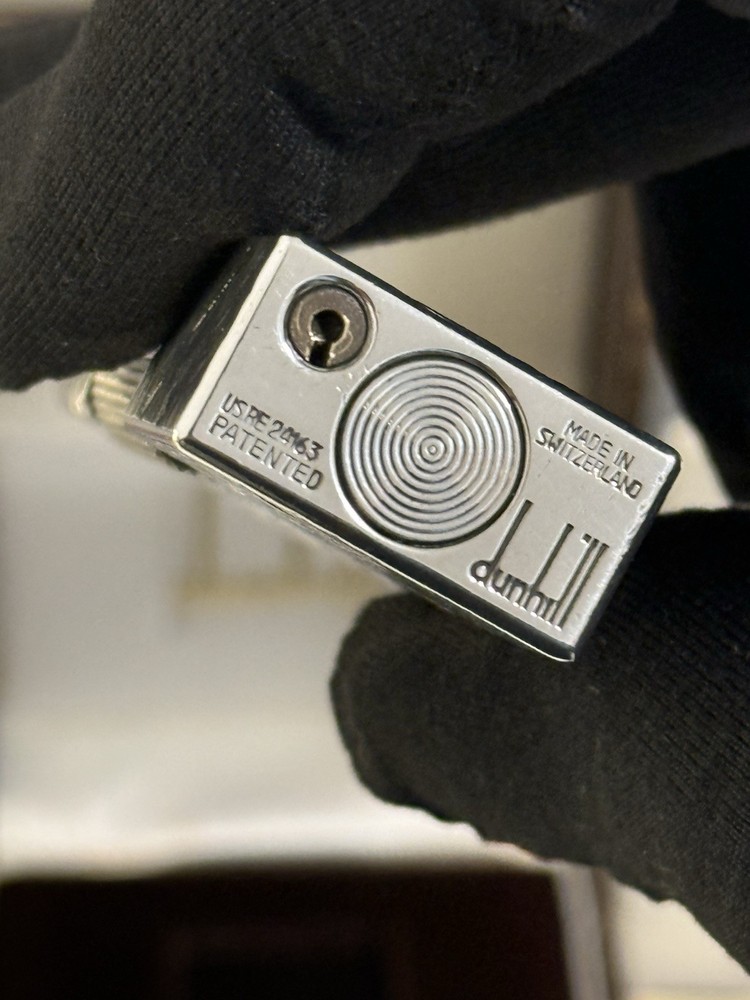 Vintage Dunhill Rollagas Silver Plated Lighter Textured Pattern Boxed