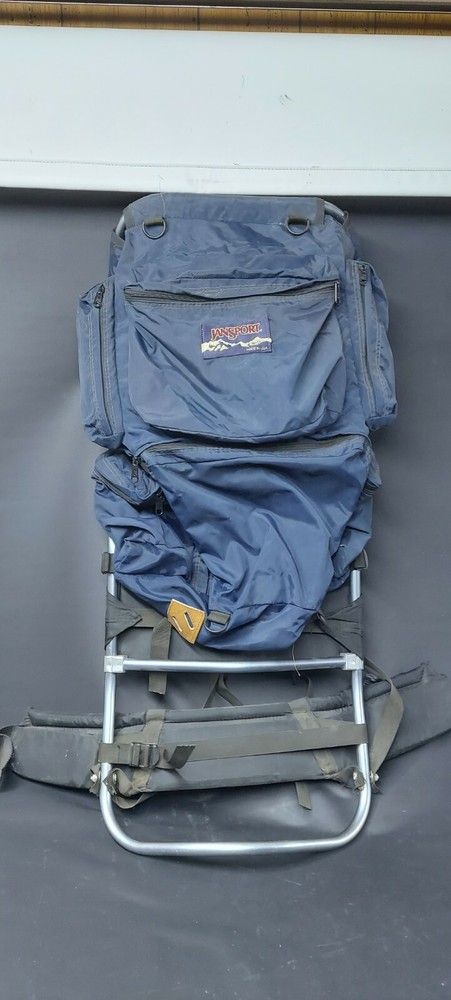 Vintage Jansport Frame Hiking Back Pack Blue