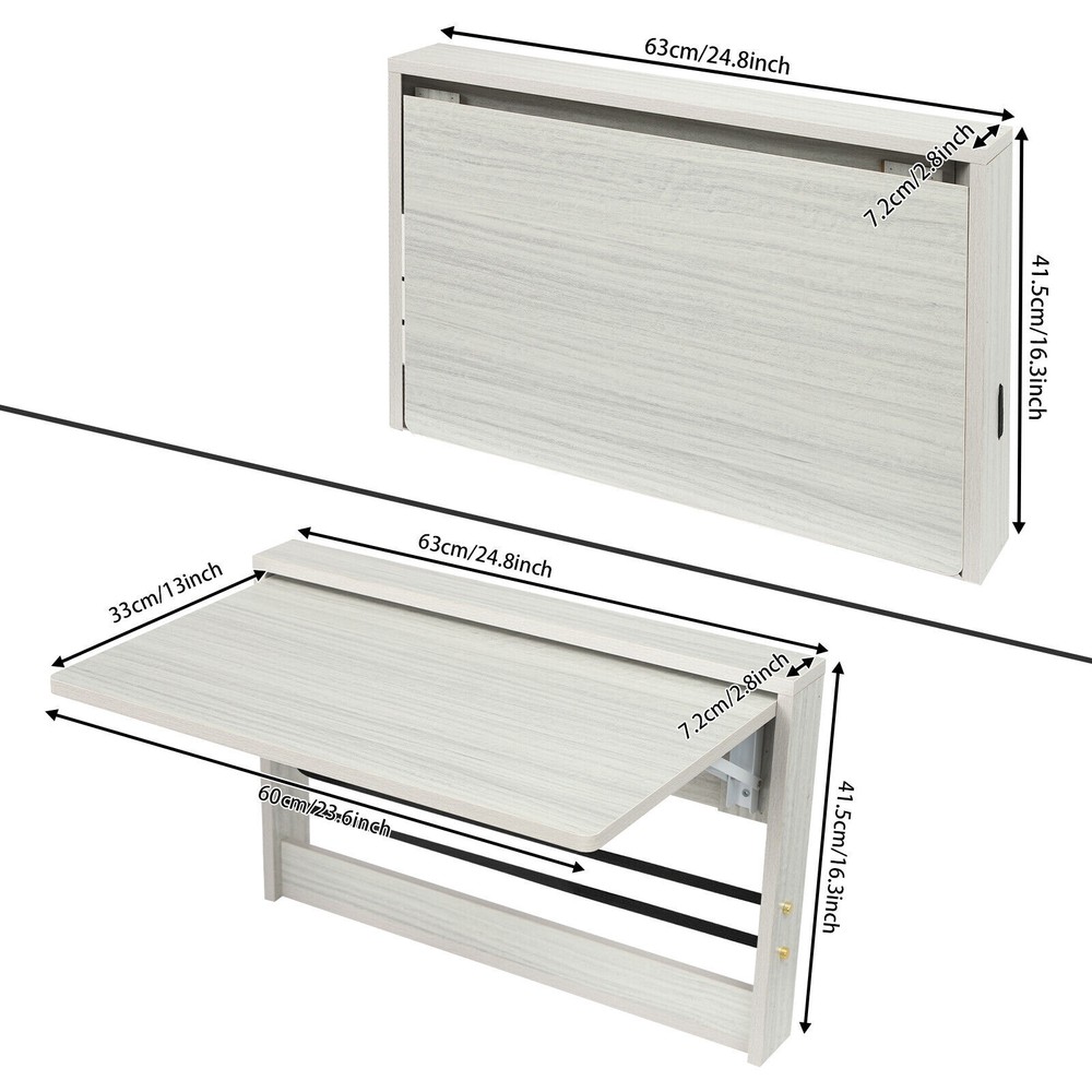 Folding Wall Table, Fold Down Table Wall Mounted, Round Corners Folding Table.