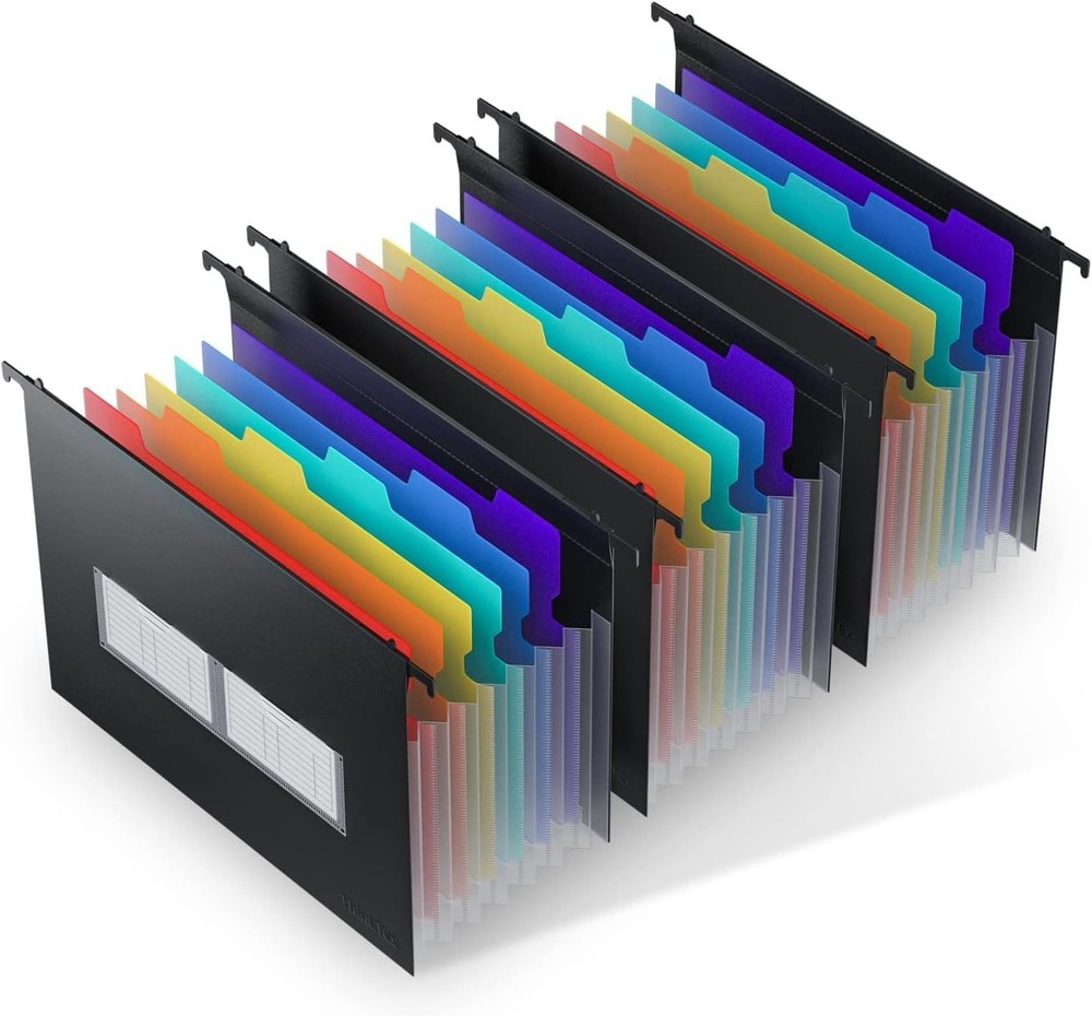 Durable Plastic Filing Folders with 7 Pockets - Letter Size, 3 Pack - Expandable