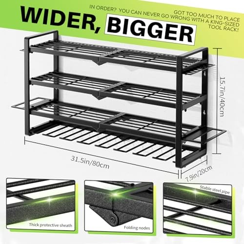 Large Power Tool Organizer Wall Mount, Garage Storage Cordless Tool black