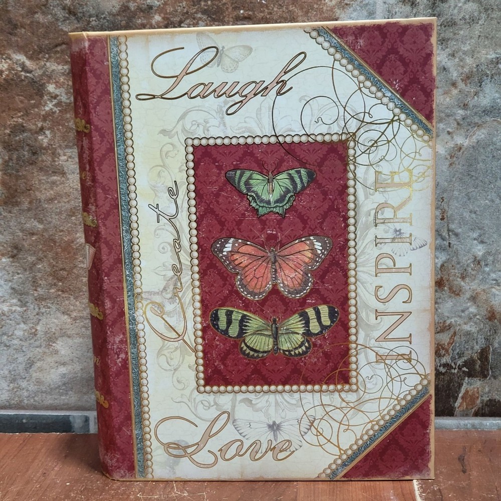 Faux False Book Storage Box Butterfly Theme Create Laugh Love Inspire