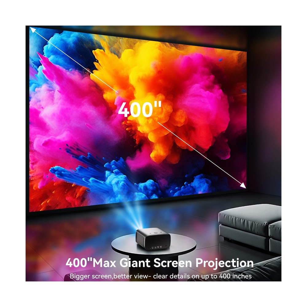 【1200 ANSI/4K Supported/Netflix Licensed】Smart Projector with WiFi