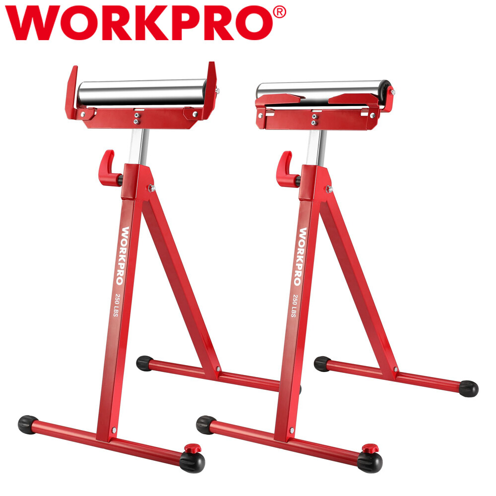 WORKPRO 2-Pack Folding Roller Stand Height Adjustable Heavy Duty 250LBS Load MAX