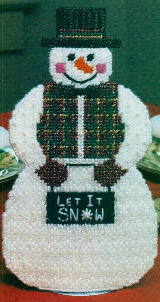 DAPPER SNOWMAN CENTERPIECE CHRISTMAS PLASTIC CANVAS PATTERN INSTRUCTIONS