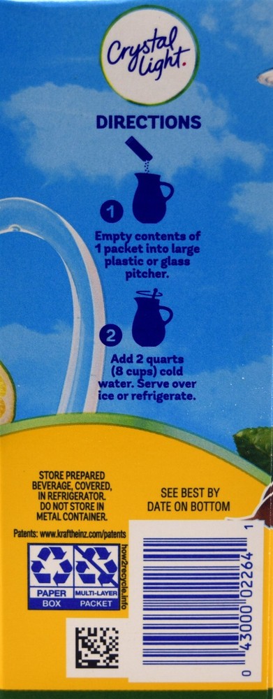 8 12-Quart Boxes Crystal Light Decaf Lemon Iced Tea Drink Mix