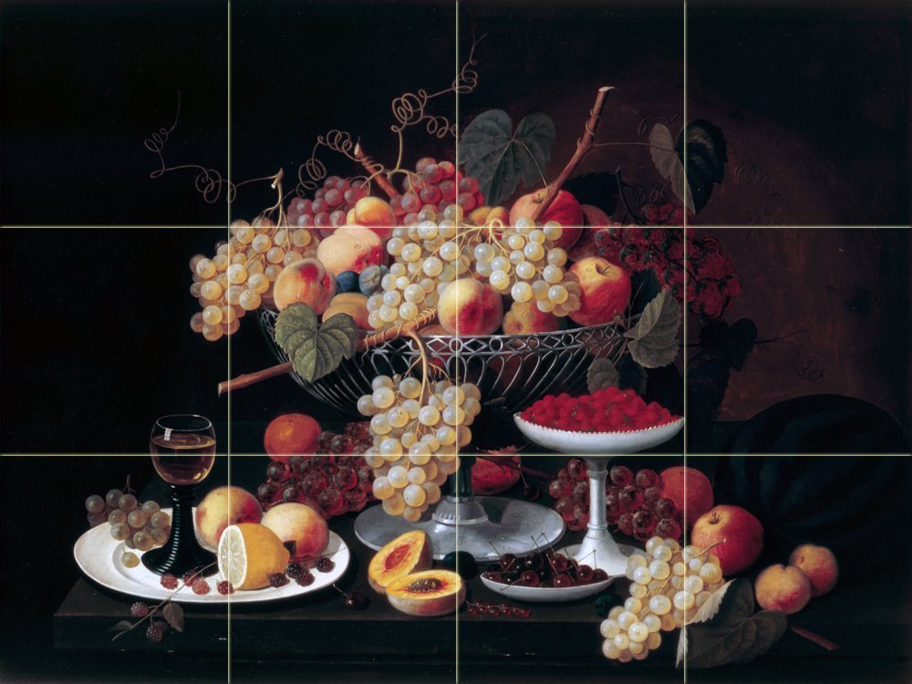 Still Life With Fruit Tile Mural Kitchen Bathroom Wall Backsplash Art 24x18