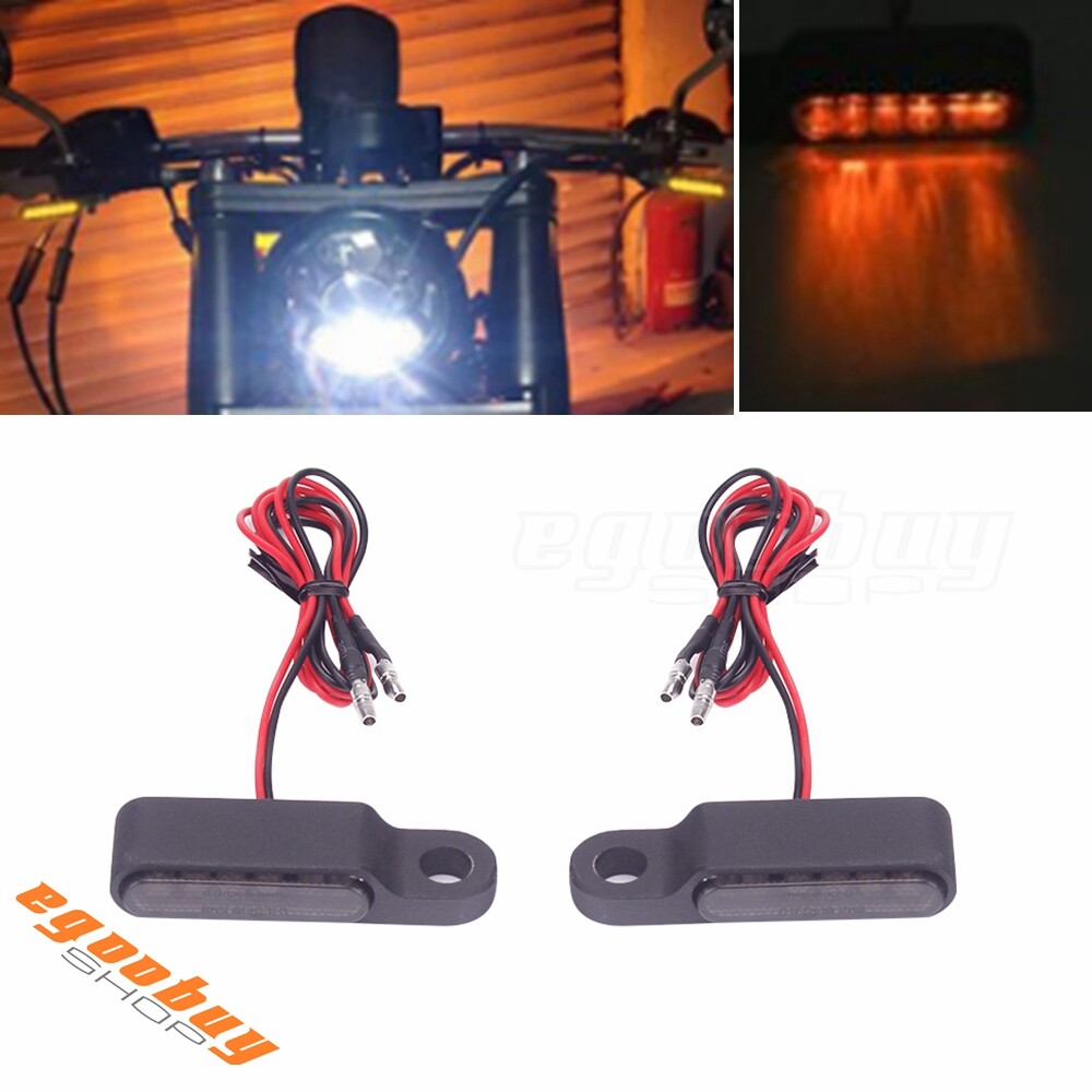 E24 Emark Mini LED Turn Signal Light Indicator Handlebar Blinker Universal 12V