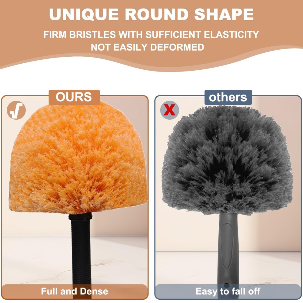 2 Pack Twist-On Cobweb Duster Head Brush – High Efficiency Spider Brush with ...