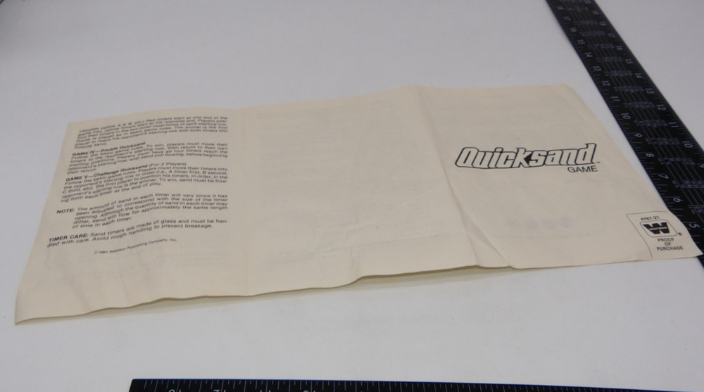 1981 Quicksand Board Game Replacement Part Only Whitman