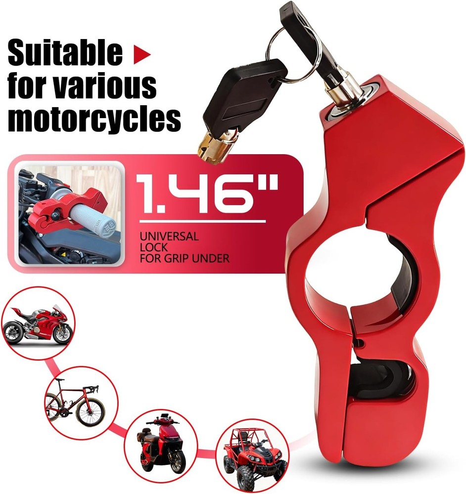 2-Piece Motorcycle Lock Set, Includes Helmet Lock and Brake Lock Combination