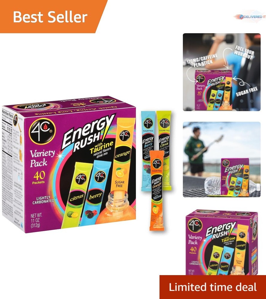 Instant Hydration Energy Boost – 40 Single Serve Flavor Packets - Travel Ready!