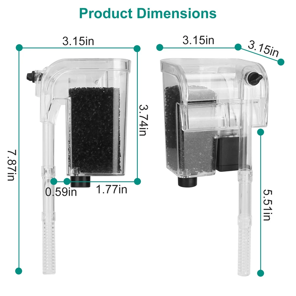 Aquarium Waterfall Filter Pump Fish Tank Hang External Oxygen Pump Water Filter