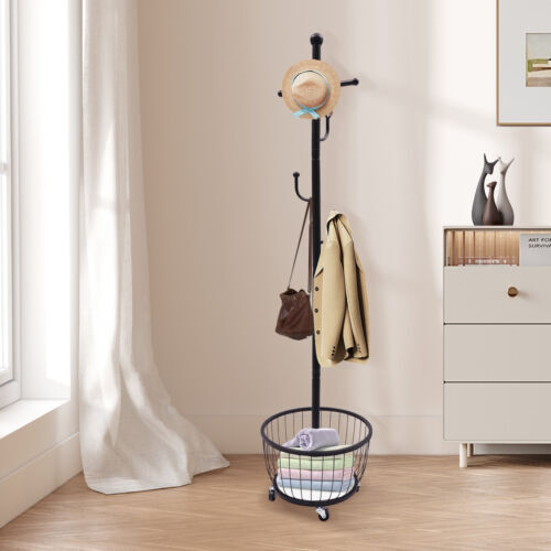 Clothes Rack Garment Stand Organizer Coat Rack Hat Stand Tree w/ 6 Hooks