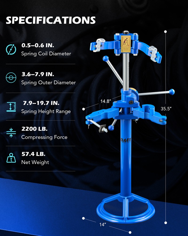 OMT Auto Spring Compressor Hand Operate 20 In Max.Height Strut Coil Spring Press