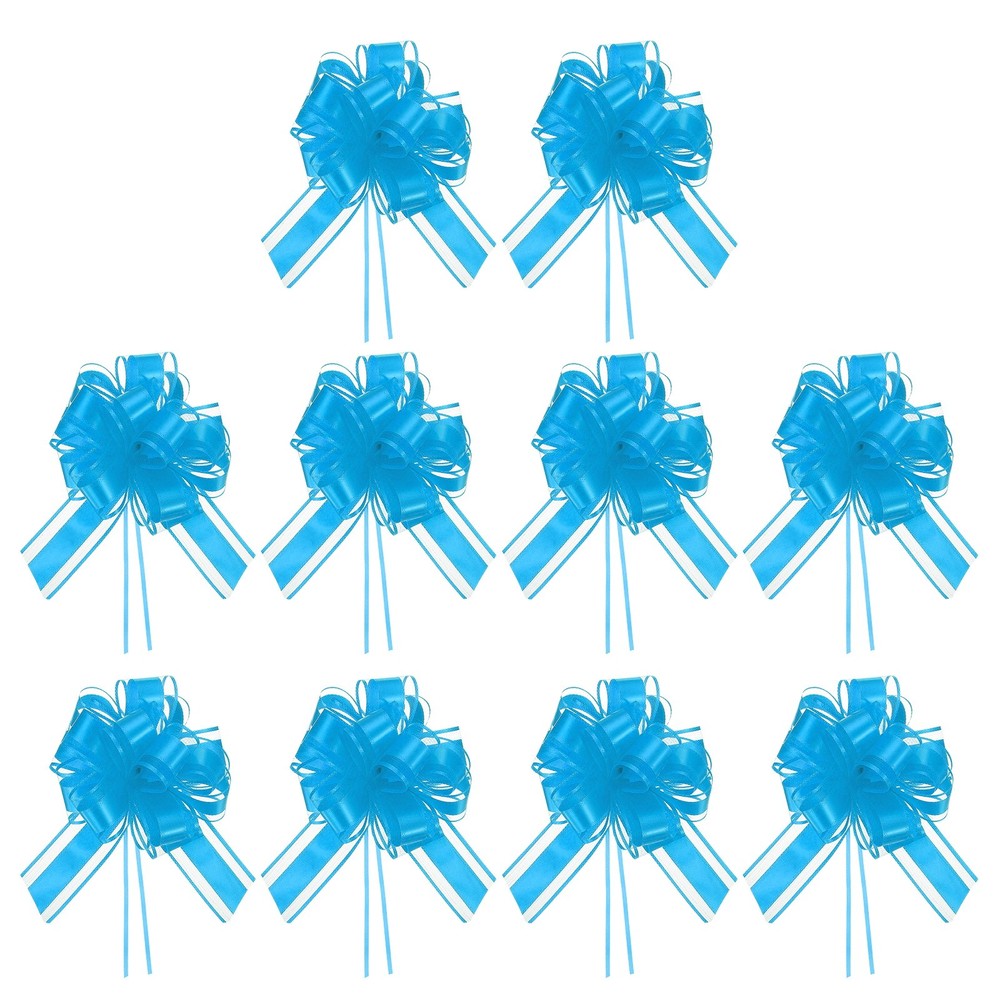 Large Gift Bow 8x6 Inch, 10 Pack  Pull Bows for Gift Wrapping, Sky Blue
