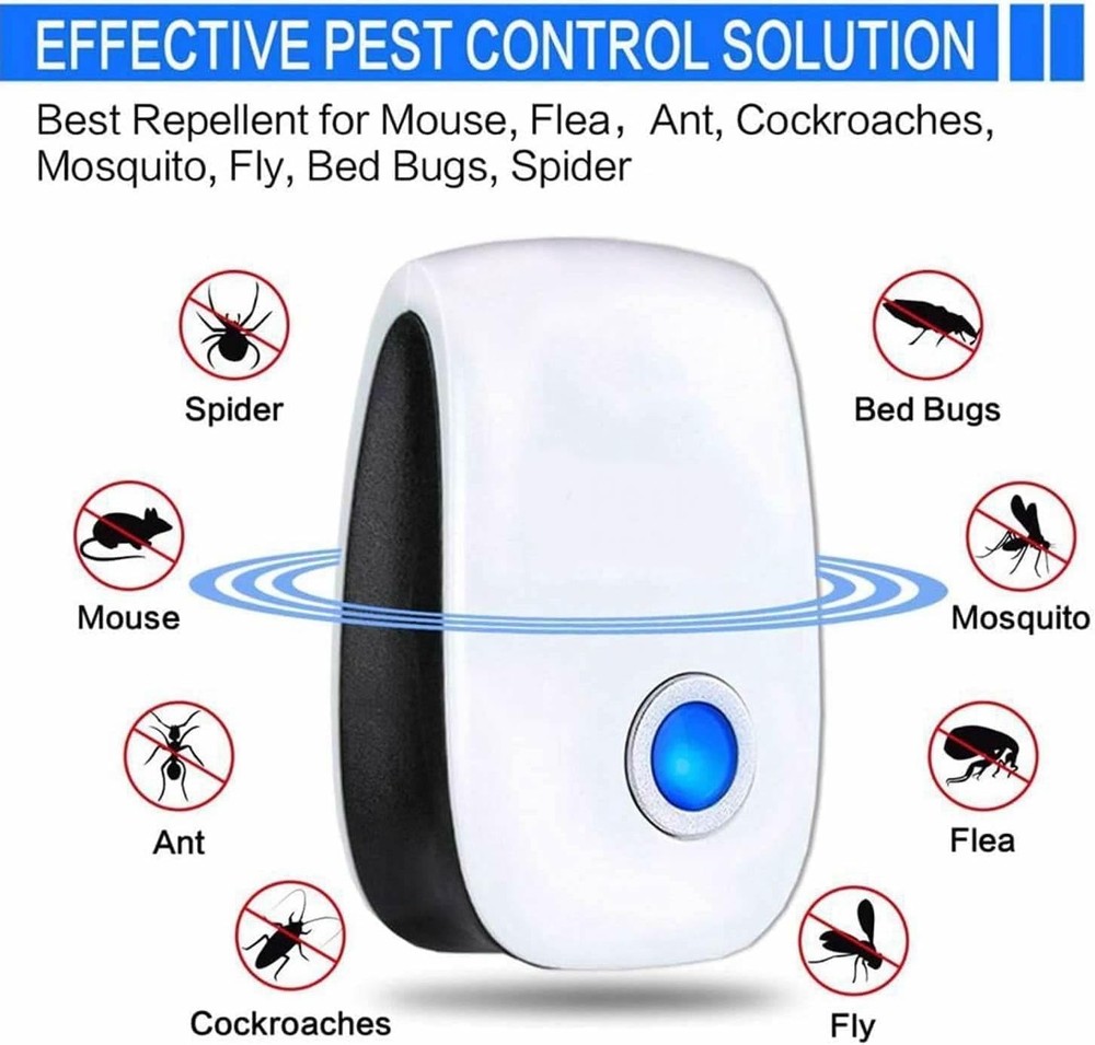 Intelligent Ultrasonic Pest Control Plug-In - 6 Pack with Nightlight Feature
