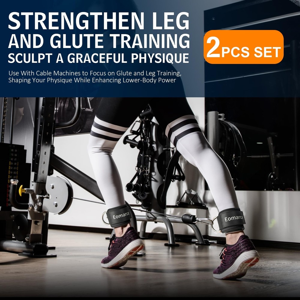 Eomarce 2PCS Set Premium Cable Kick Back Ankle Straps for Black