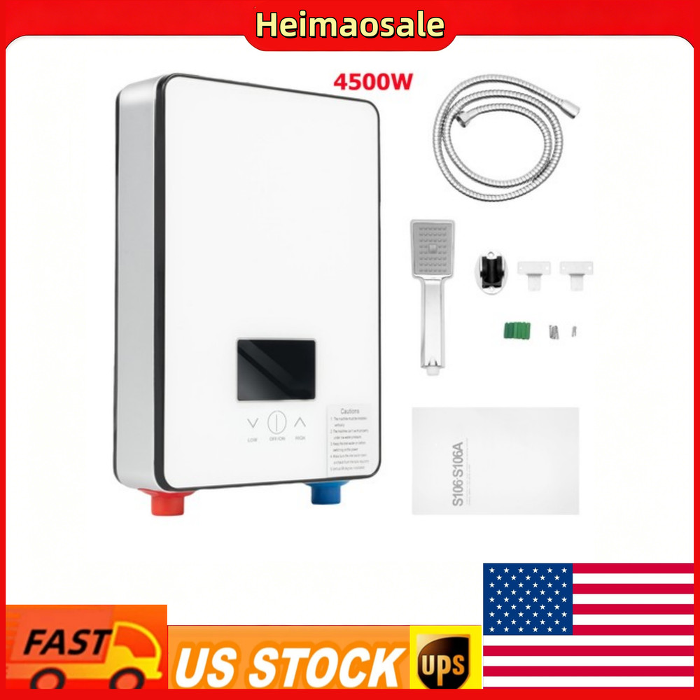 4500W 110V Whole House Electric Tankless Instant Water Heater with Shower Head