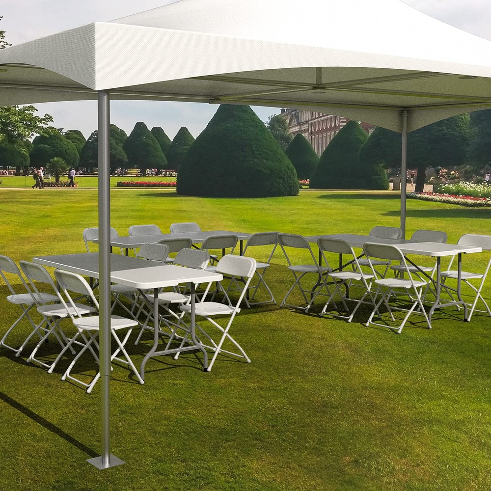 6 FT Plastic Folding Table Set with 8 White Folding Chairs for Picnic