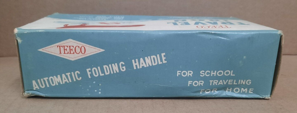 VINTAGE TEECO TRAVEL IRON WITH FOLDING HANDLE & ORIGINAL BOX