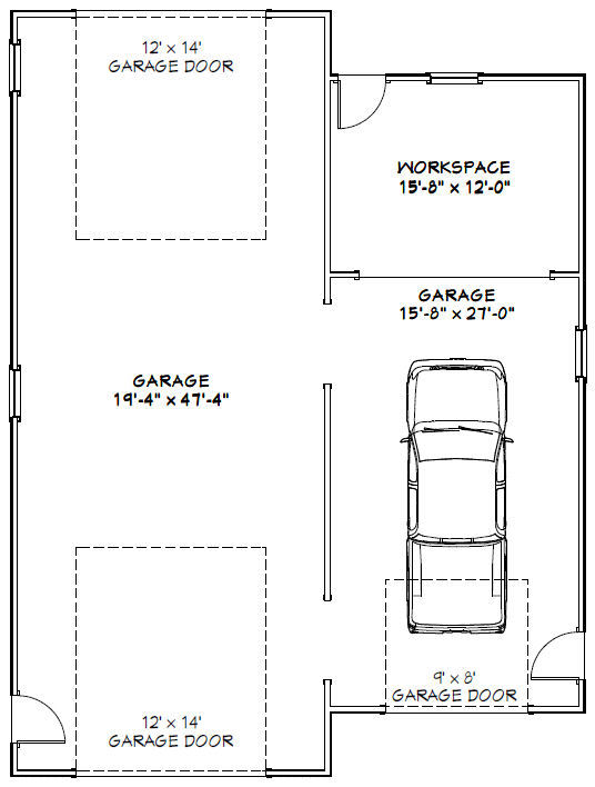 36x48 1 RV Garage - 1,600 sq ft - PDF Floor Plan - Model 2B