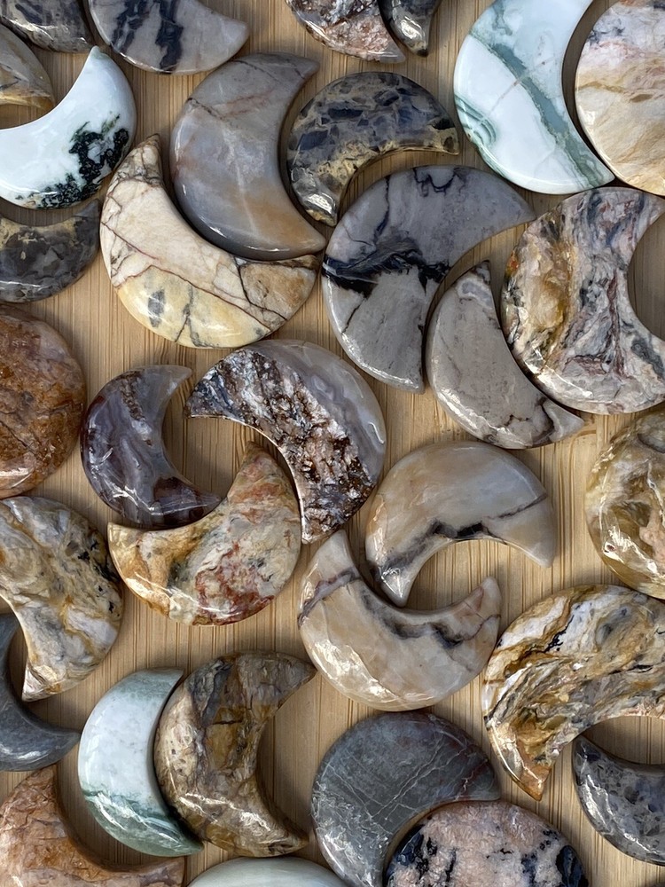 Mixed Jasper Moon Cabochons AAA+