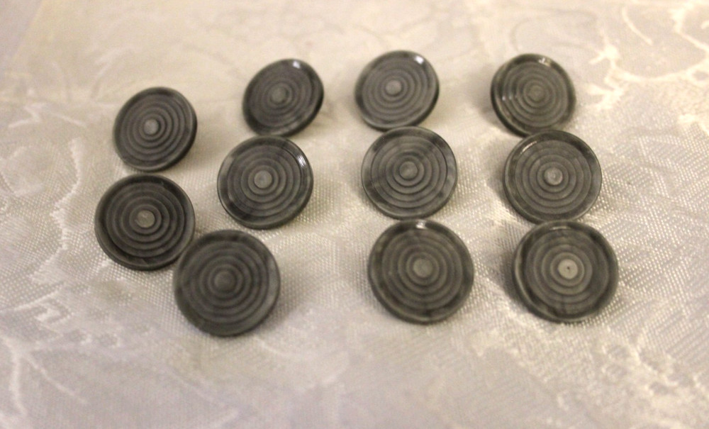 11 Vintage Gray Plastic Buttons - 3/4 inch