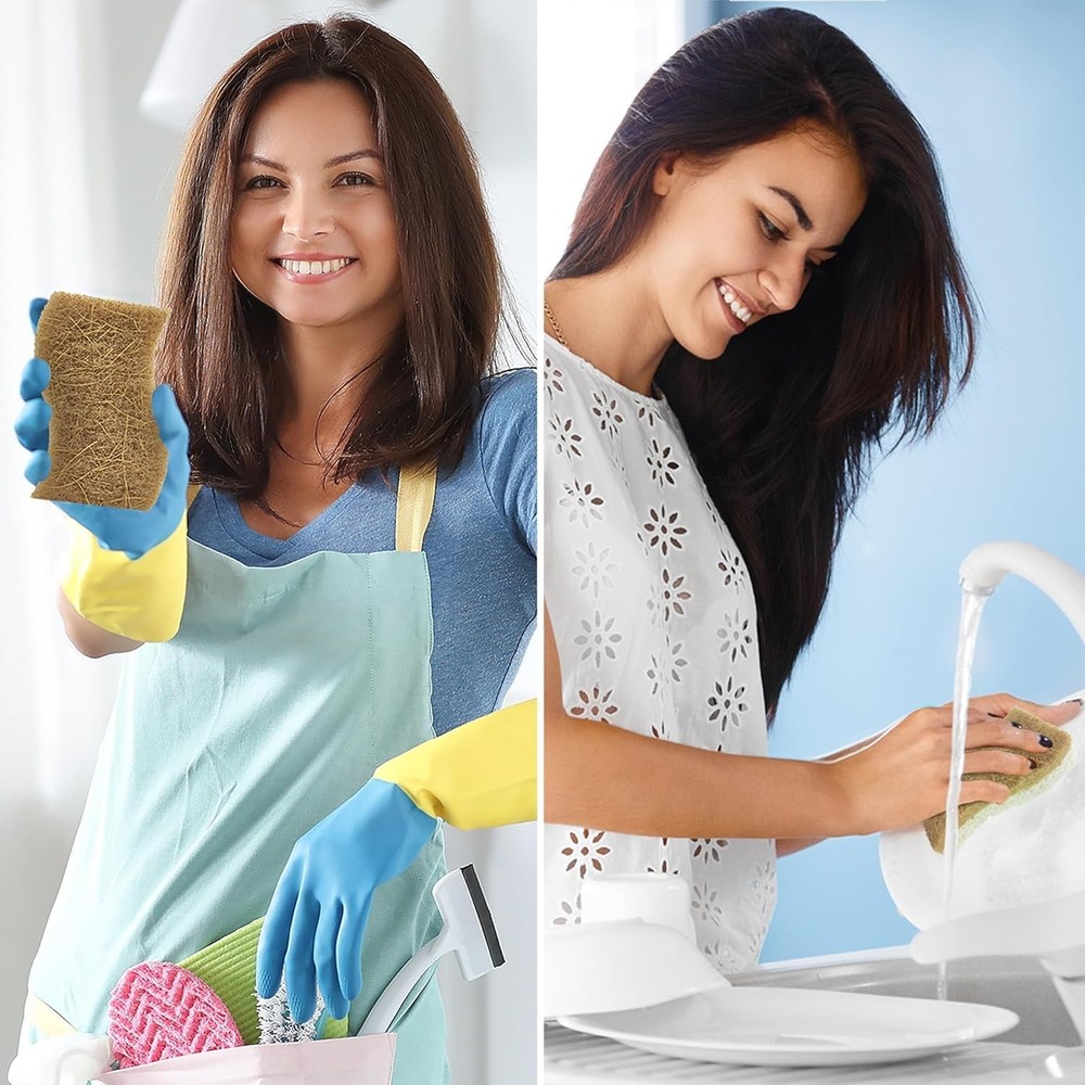 Biodegradable Natural Kitchen Sponge - Compostable Cellulose and Coconut Waln...