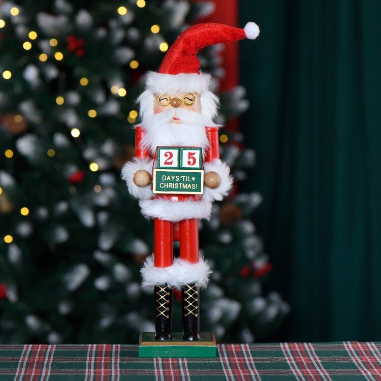 14 inches Handmade Christmas Nutcracker Decoration Santa Countdown