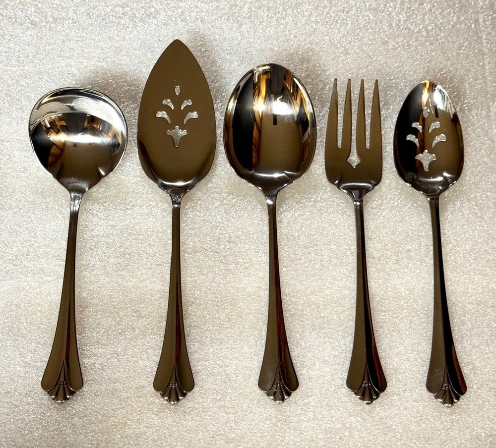 Oneida Community Royal Flute Stainless Serving Set 5 Pieces