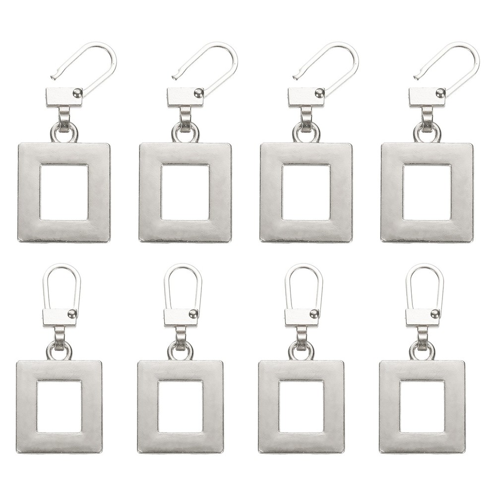 8Pcs Zipper Pull Replacement, Square Detachable Tiny Zipper Slider, Silver
