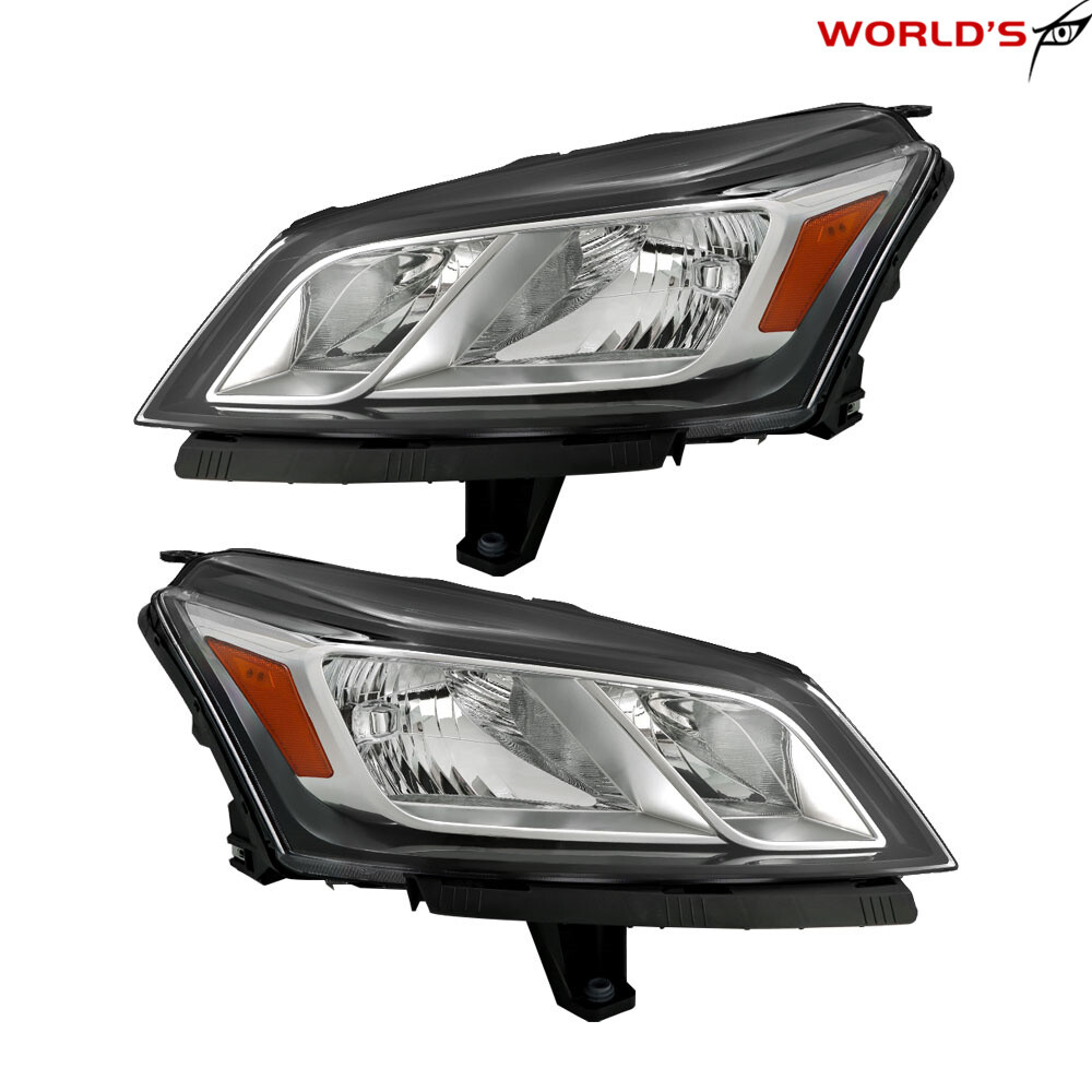 Left+Right Halogen Headlight For Chevrolet Traverse 2013-2017 Black Chrome Bezel