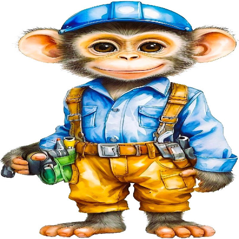 30 Custom Handyman Monkey Personalized Address Labels