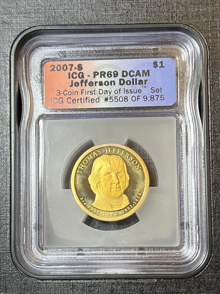 2007 P, D & S U.S. Mint Presidential Dollar Program Thomas Jefferson CERTIFIED