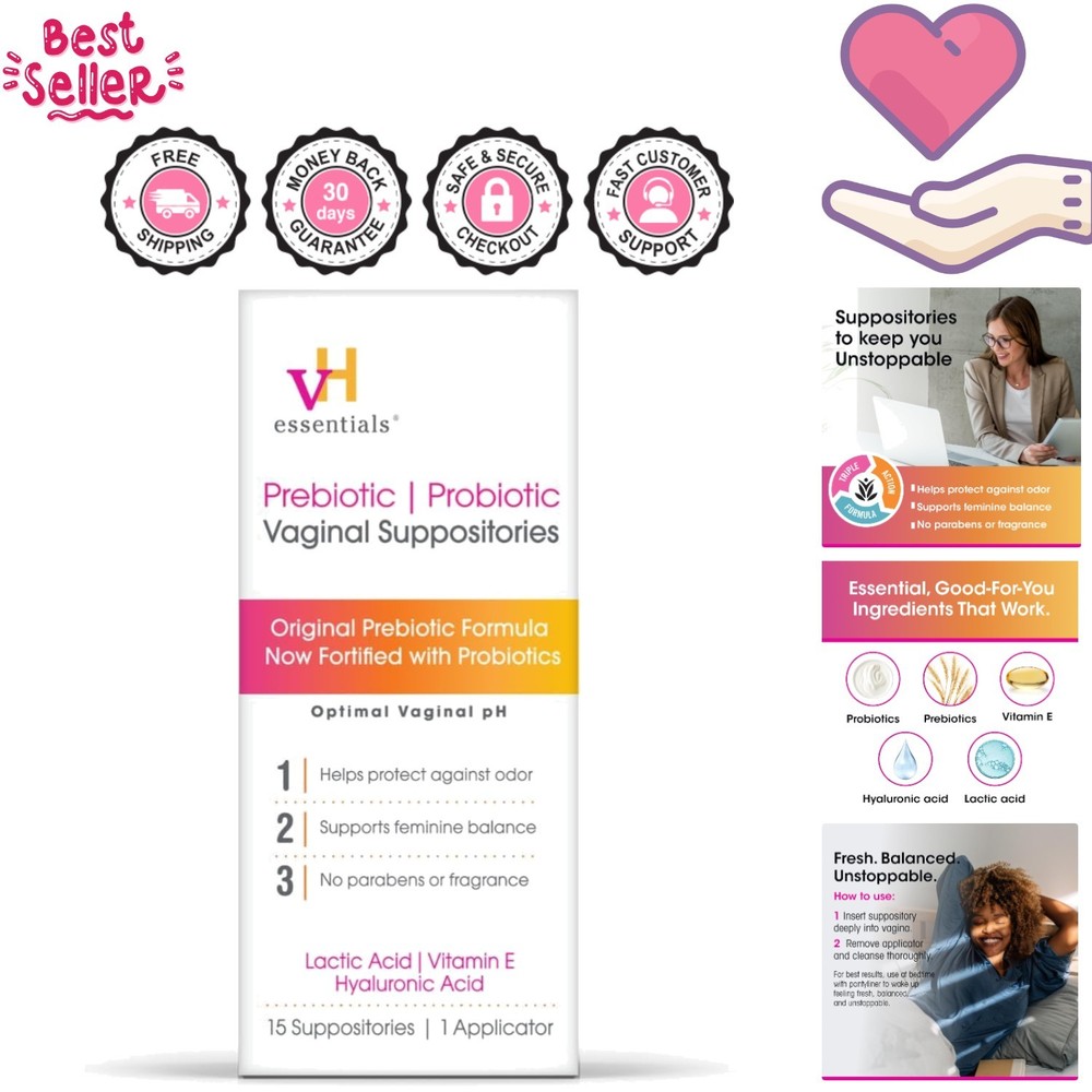 Naturally Protect Against Odor with pH Balanced Vaginal Suppositories – 15 Pack
