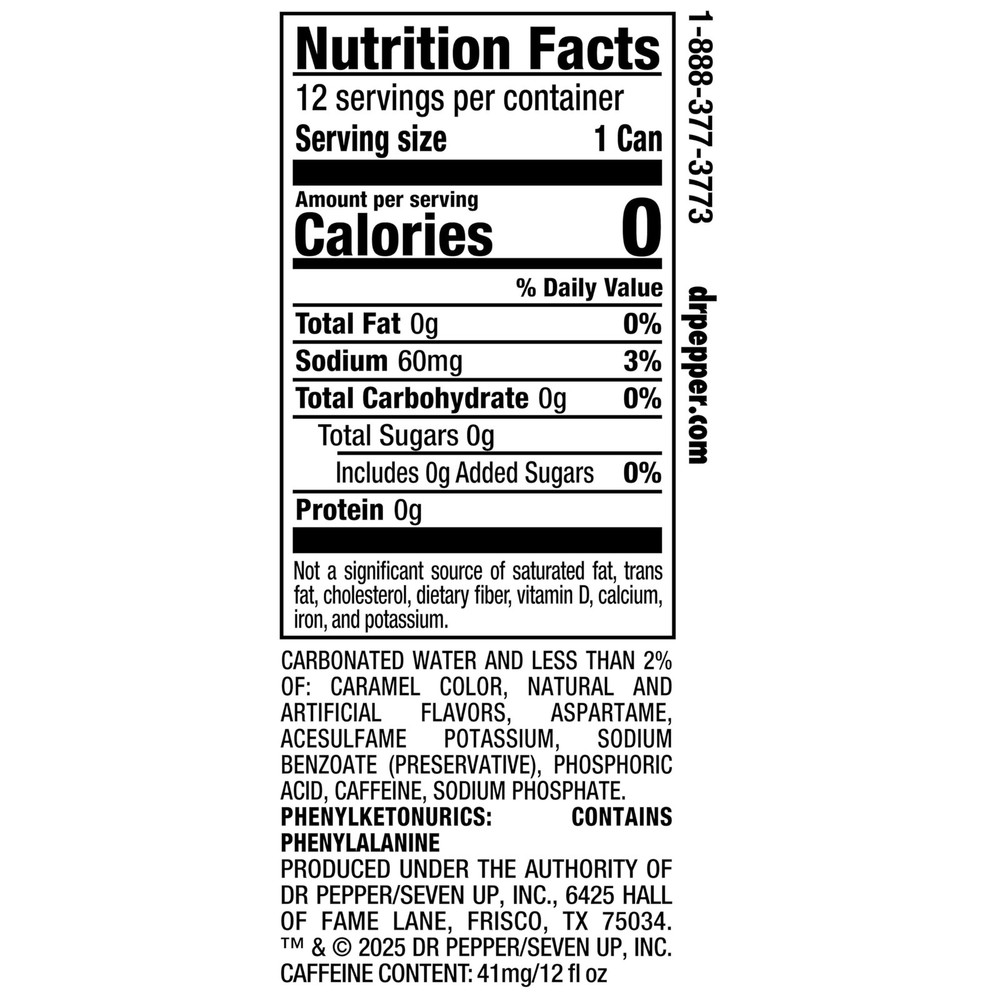 DR PEPPER ZERO SUGAR - CHERRY, 12 OZ, 12 PK