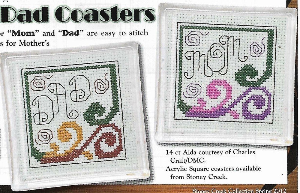Mom & Dad Coasters cross stitch pattern