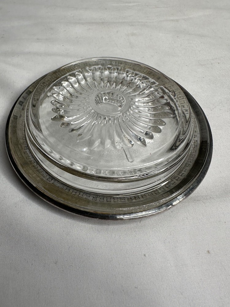 Glass Bowl Silver Plated Italy 4”