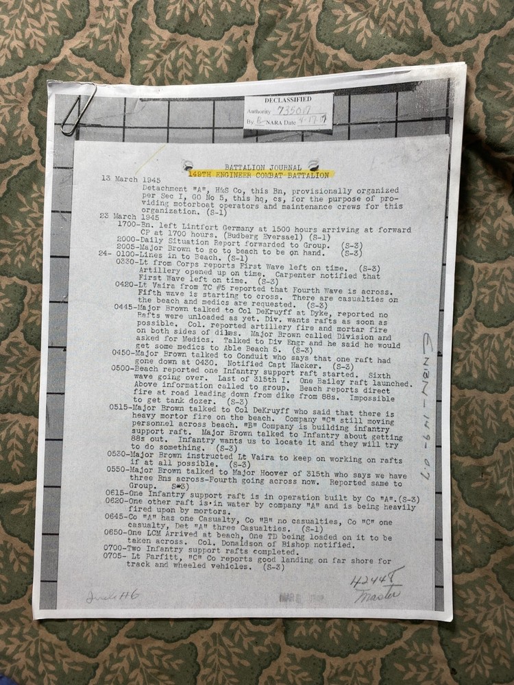 WWII After Action Reports Engineers 1944 - Lot