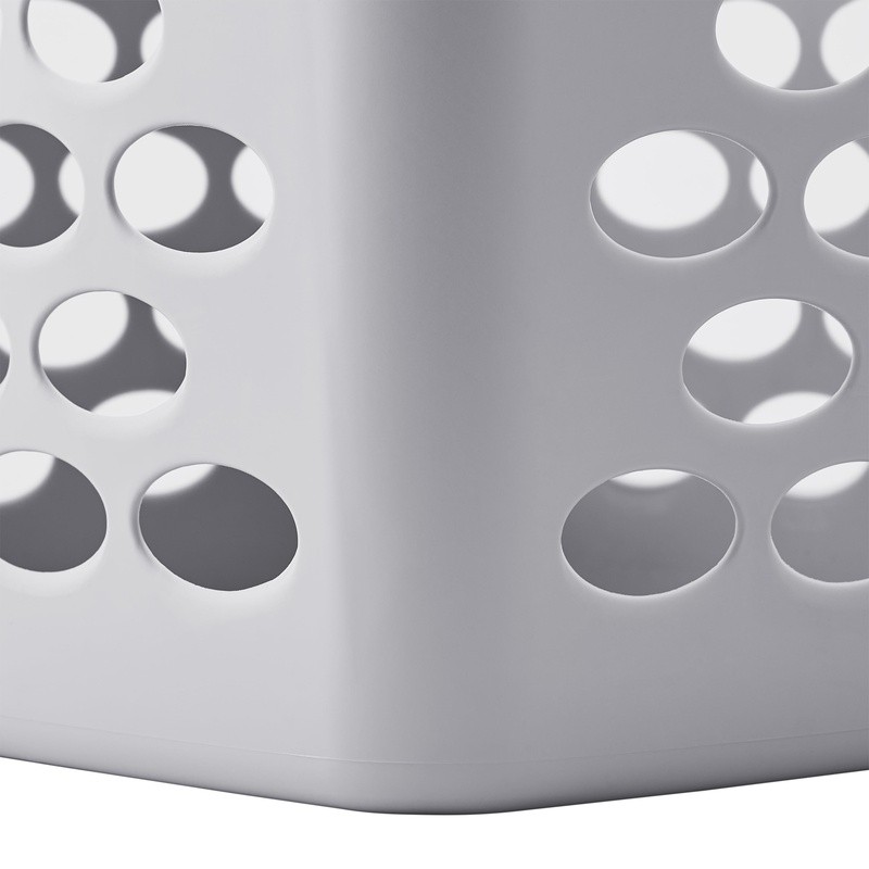 Flexible Square Laundry Hamper W/ Handles Breathable Lightweight Storage Silver