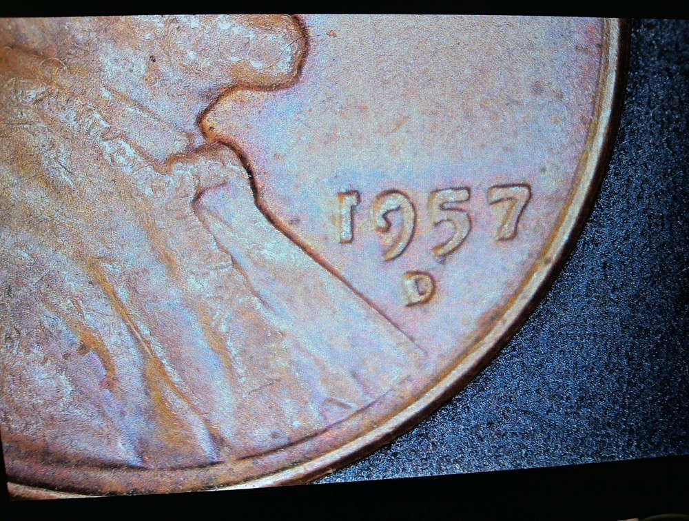 1957-D Lincoln Wheat Cent Die chip Error On 1 And 9