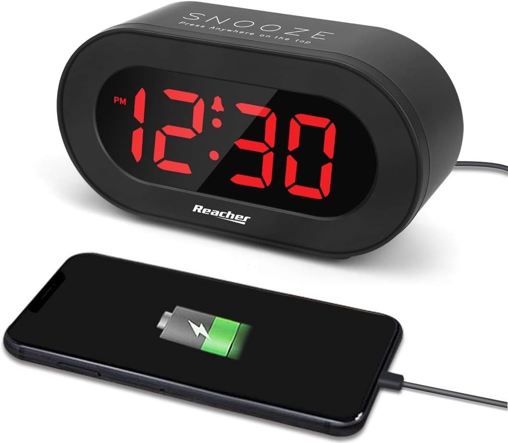 Small LED Digital Alarm Clock with Simple Operation, Full Range Brightness Di...