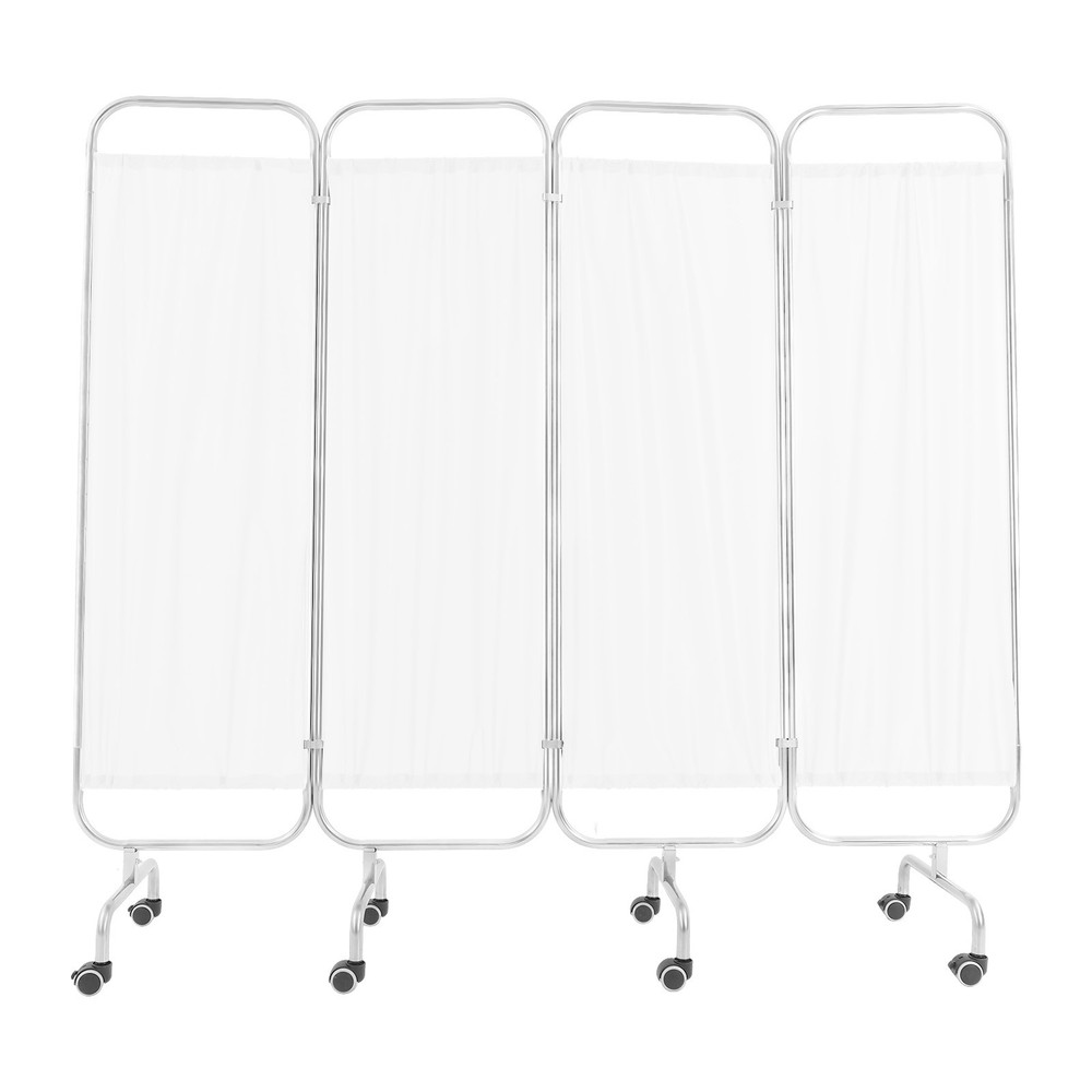4 Panel Room Divider Rolling Folding Privacy Partition Screens Separation White