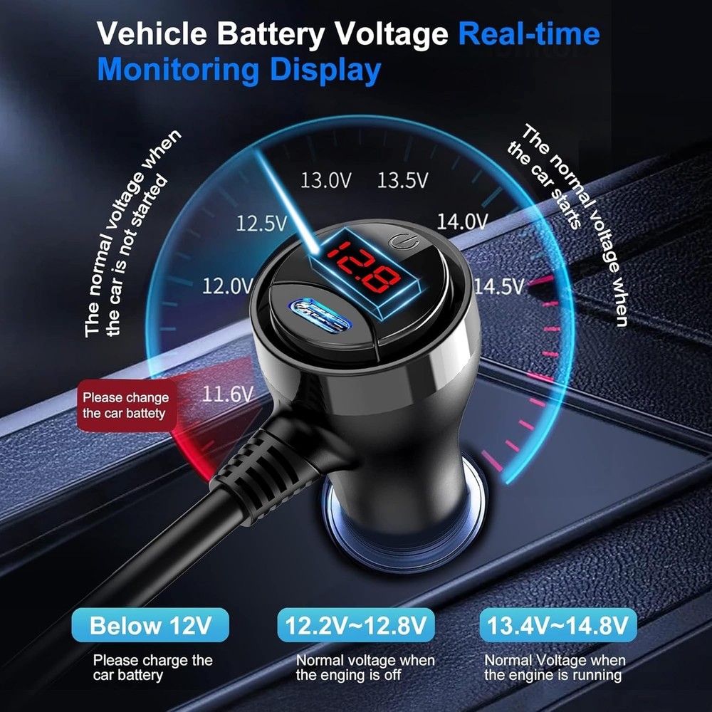 Upgraded 8-in-1 Cigarette Lighter Adapter