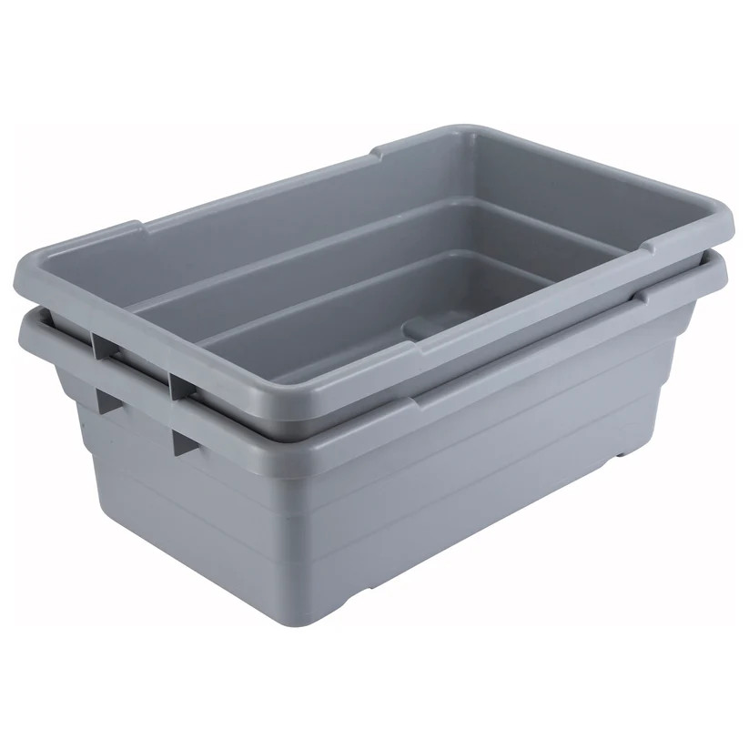 Transport Nesting Lug Box Polypropylene Heavy Duty Stackable Gray 24x15x8 Inch