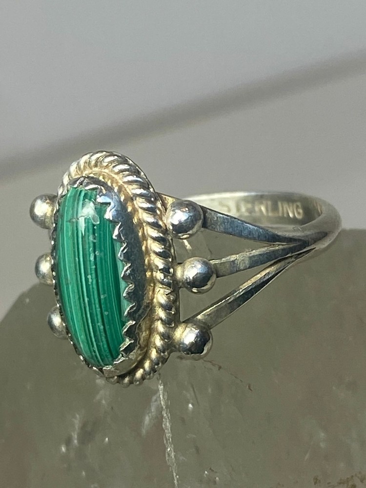Malachite ring sterling silver pinky Navajo southwest