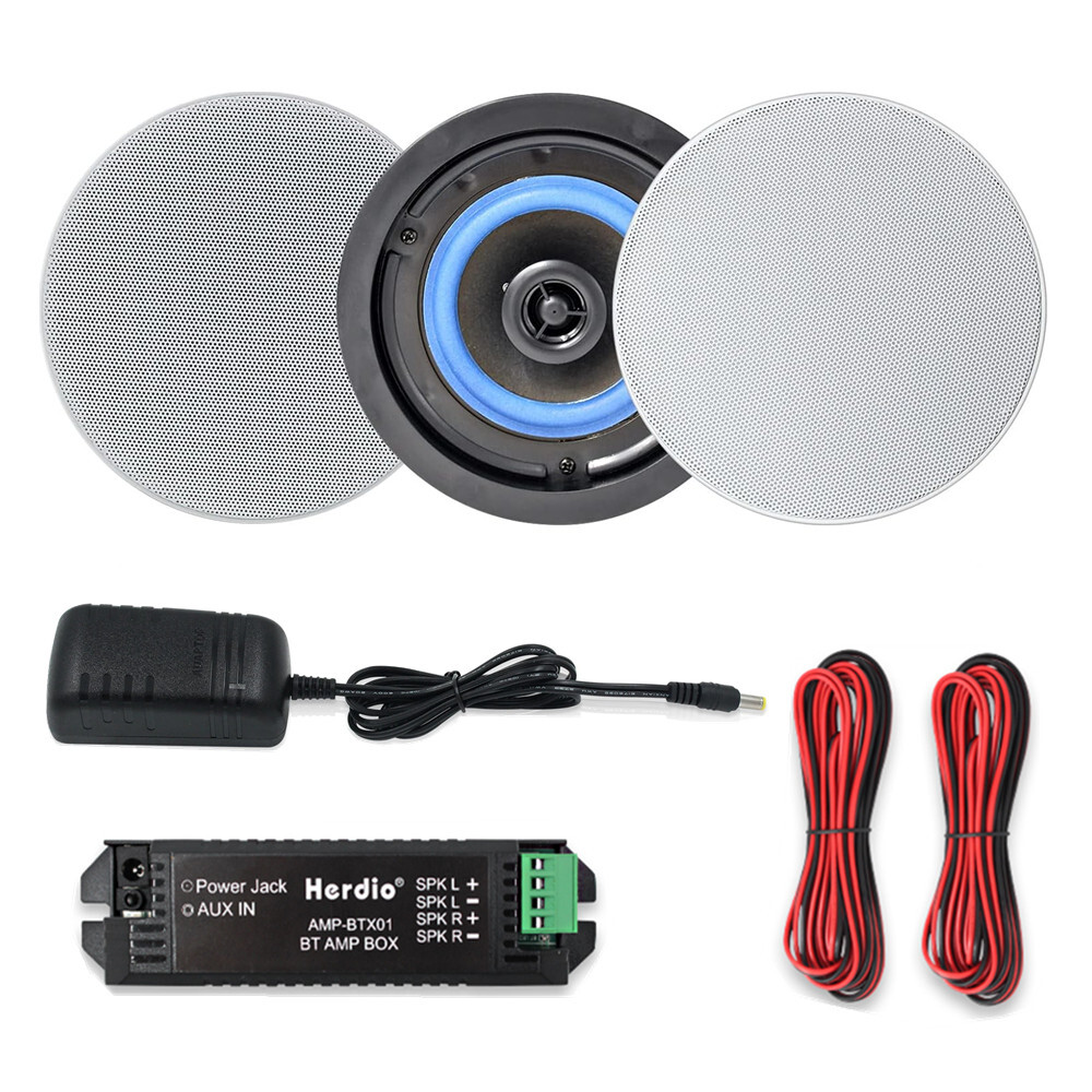 2x Herdio 160W 2 Way Flush Mount Bluetooth Kitchen Ceiling Speakers For Bedroom